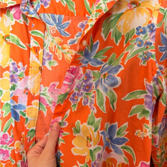 Ralph Lauren Orange Floral Button-Down Shirt - Picture 2 of 4